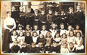 a 1914 image of children and teacher at St James' School, Sutton on Hull